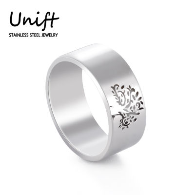 Unift Hollow แหวนสแตนเลสสำหรับผู้หญิงผู้ชายไวกิ้งต้นไม้แห่งชีวิตแหวนนิ้ว Vintage Amulet เครื่องประดับงานแต่งงานคู่ Gift