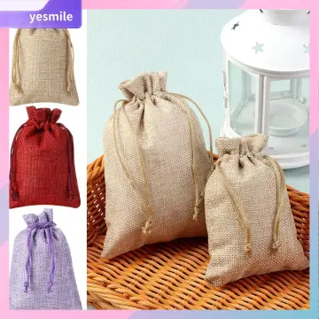 20pcs Pattern Style Jewelry Bags Pouch Drawstring Jute Bag Sack Cotton Bag  Little Bags for Jewelry Display Storage DIY Gift Bag