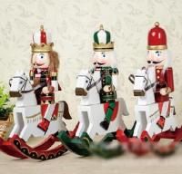 D332 30CM handmade rocking horse soldier nutcracker puppet king Movable doll, hand-painted children gift 1pcs