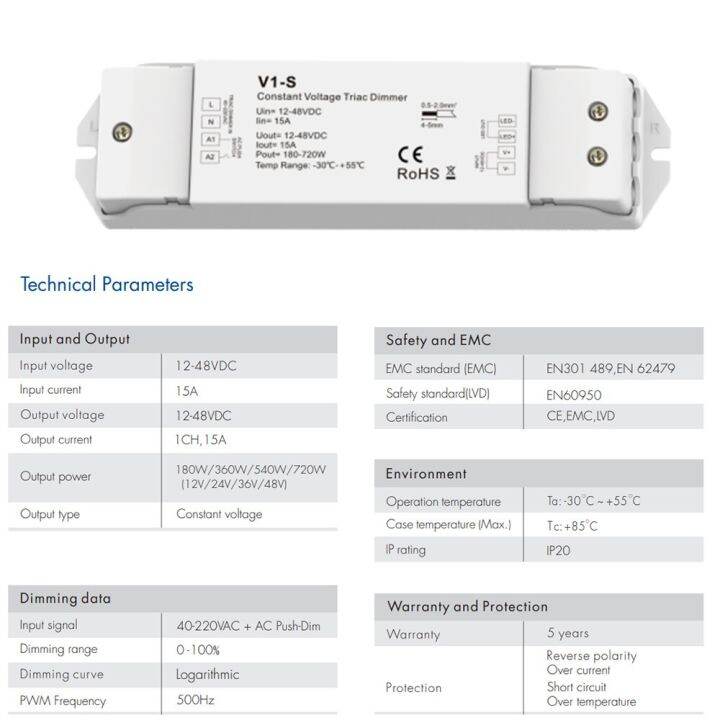 ไฟหรี่-triac-แรงดันไฟฟ้าคงที่12v-24v-36v-48v-dc-หรี่-ac40v-220v-สำหรับ-s1-b-ks-ไฟ-led-rf-แถบไฟ-cv-ไตรแอคเครื่องหรี่led-v1-s