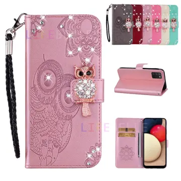 Wallet Case for Samsung Galaxy A12 5G, Rhombic Pattern Glossy PU