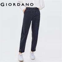 GIORDANO Women Pants Pleated Buttons Comfy Elastic Waist Stretchy Pants Multi-Pocket Ankle Length Tapered Casual Pants 05422072