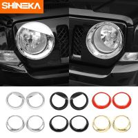 SHINEKA Lamp Hoods ABS สติ๊กเกอร์ตกแต่งตกแต่งโคมไฟหลอดไฟหน้าหน้ารถสำหรับ Jeep Patriot 2011-2016ของตกแต่งภายนอก