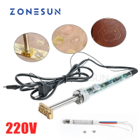 ZONESUN หัวแร้งไฟฟ้า60W,สำหรับหนังแบบมือถือปรับแต่งโลโก้ได้ตามต้องการแม่พิมพ์ทองเหลือง