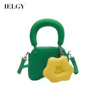 IELGY Fashion Niche Women S Green Smiley One Shoulder Small Square Bag