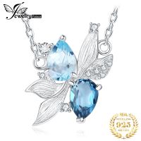 Jewelrypalace New Arrival Pisces Fish Pear Genuine Sky And London Blue Topaz 925 Sterling Silver Pendant Necklace For Woman Gift