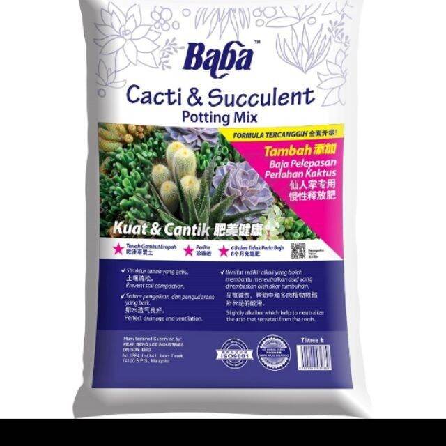 Baba Cacti & Succulent Potting Mix 7L Soil for Cactus [Freshly Formulated] Tanah Kaktus