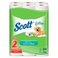 ?จัดโปร !!!? สก๊อตต์ เอ็กซ์ตร้า ดับเบิ้ลโรล กระดาษทิชชู 24 ม้วน Scott Extra Size Double Roll Tissue 24 Rolls