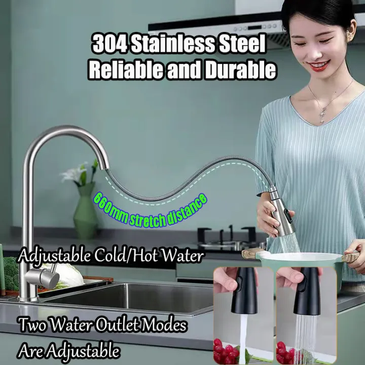 Universal 304 stainless steel kitchen faucet stainless 360° swivel