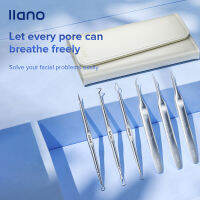 llano 6pcs Tweezer set Acne Removal toolsชุดปากคีบเครื่องมือที่กดสิวที่ดูดสิวหัวดำทำความสะอาดดูแลผิวหน้าสิวสแตนเลสพกพาง่ายและเคสหนัง