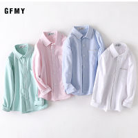 2021 Autumn New Shirts Boys Classical 100 Cotton Long-Sleeve Shirts Kids Children 4 Year-14 Years Teen Tops