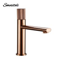 Smesiteli Rose Gold Bathroom Basin Faucet 100 Brass Single Handle Cold And Hot Water Mixer Brushed Gold Rose Tap