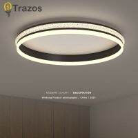 TRAZOS ไฟติดเพดาน LED สำหรับห้องนั่งเล่นห้องนอนห้องครัวคาเฟ่แผงหลอดไฟบันไดในร่มบ้านพาณิชย์โคมไฟสี่เหลี่ยมสีดำสีขาว