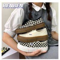 ☌✘◙ RENBEN รองเท้าผ้าใบหมากรุกหนา soled รองเท้าผ้าใบผู้หญิงรองเท้าผ้าใบย้อนยุคผู้หญิง