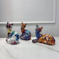 Cat Resin Decor Decorative Graffiti Ornament Statue Figurines Painted Abstract Figure Bar Counter Home Decor Accessories Figurines Craft Accessories for Home Living Room presents