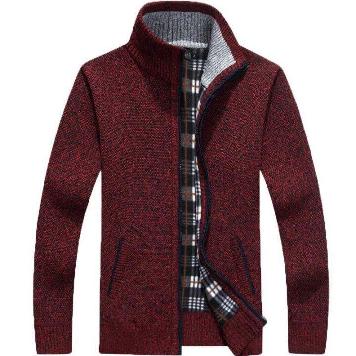 Autumn Winter Men Sweater Coat Faux Fur Wool Jackets Men Zipper