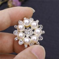 10pcs Faux Pearl Flower Buttons Embellishments for Craft Shank Clear Rhinestone Buttons Sewing Craft Scrapbooking Supplies Haberdashery