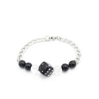 ..สินค้าโปร พร้อมส่ง   - Pearl Black Dice Bracelet กำไลข้อมือแสตนเลส ไข่มุก ลูกเต๋า ราคาถูก ลูกเต๋า ลูกเต๋าไฮโล ลูกเต๋าน้ำเต้า ของเล่น