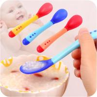 1Pcs Baby Feeding Slip-Resistant Tableware อุณหภูมิ Sensing ช้อนซิลิโคนอาหารเย็นช้อนส้อม Solid Feeding ทารกแรกเกิด