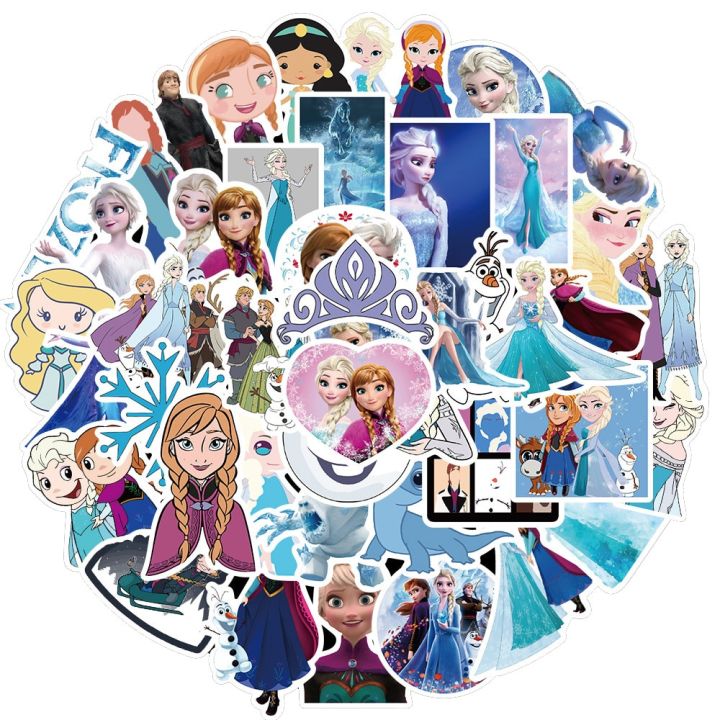 10/30/50pcs Disney Cartoon Frozen Stickers Anna Elsa Princess