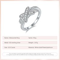 Follow Cloud 0.35 Carat Moissanite Wedding Diamond Band Women Rings X Cross Shape 925 Sterling Silver D Color Ring Fine Jewelry