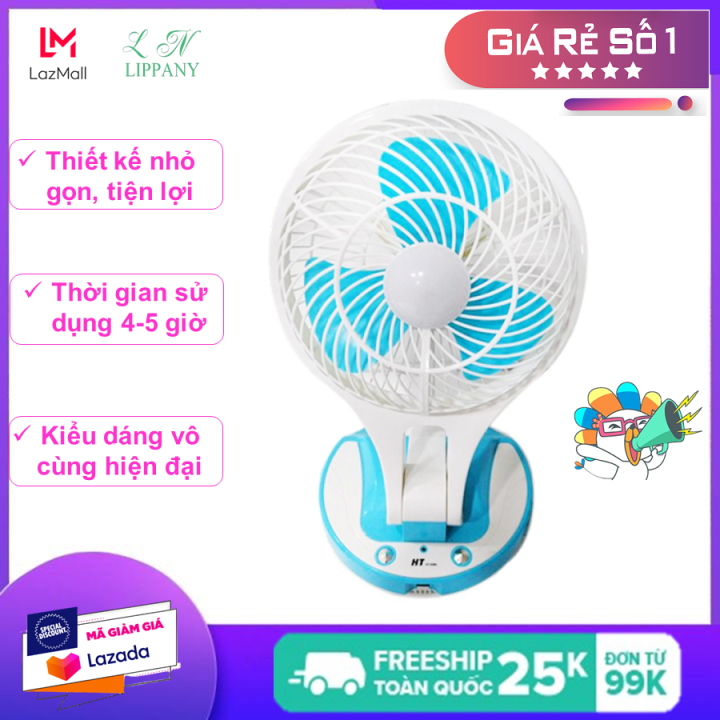 Quạt sạc tích điện Mini Fan JR 5580 loại lớn đa chức năng all in one
