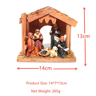 Nativity Scene Statue Figurines For Interior Christmas Jesus Crib Figurine Resin Ornament Religious Church Gift For Home Decor