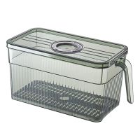 Refrigerator Storage Box Timekeeping Keep Fresh Food Organizer Box with Handle Transparent Material