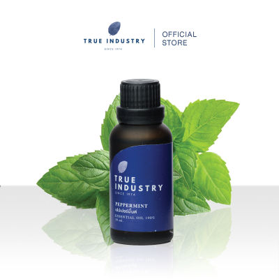 True industry น้ำมันหอมระเหย 100 % เปปเปอร์มินต์ (Pure Peppermint essential oils) หรือ น้ำมันสะระแหน่ สำหรับใส่เครื่องพ่นอโรม่า เครื่องพ่นไอน้ำ