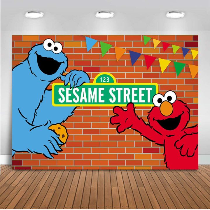 Sesame Street Backdrop Sesame Street Theme Elmo Birthday Party Photo ...