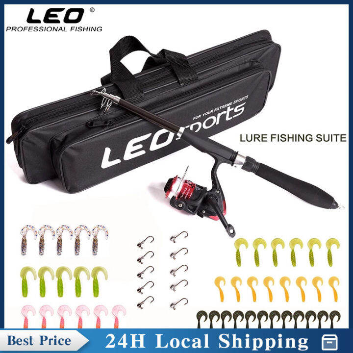Sea Fishing Rod Combo Telescopic Spinning Reel Fishhooks Soft Lure