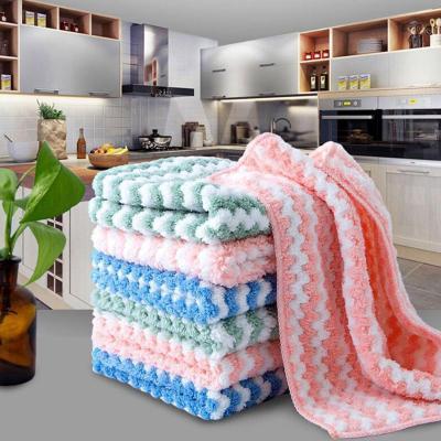 Kitchen Dishcloth Non - Grease Dishtowel Stripe Absorbent 100 Clean Water Random Clean Rainbow Cloth Corrugated Towel Dishcloth Color Thickened O4H4