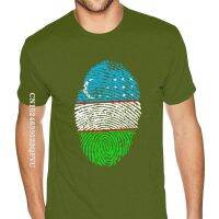 เสื้อยืดลายนิ้วมือธงอูซเบกิสถานน่ารักสำหรับผู้ชาย