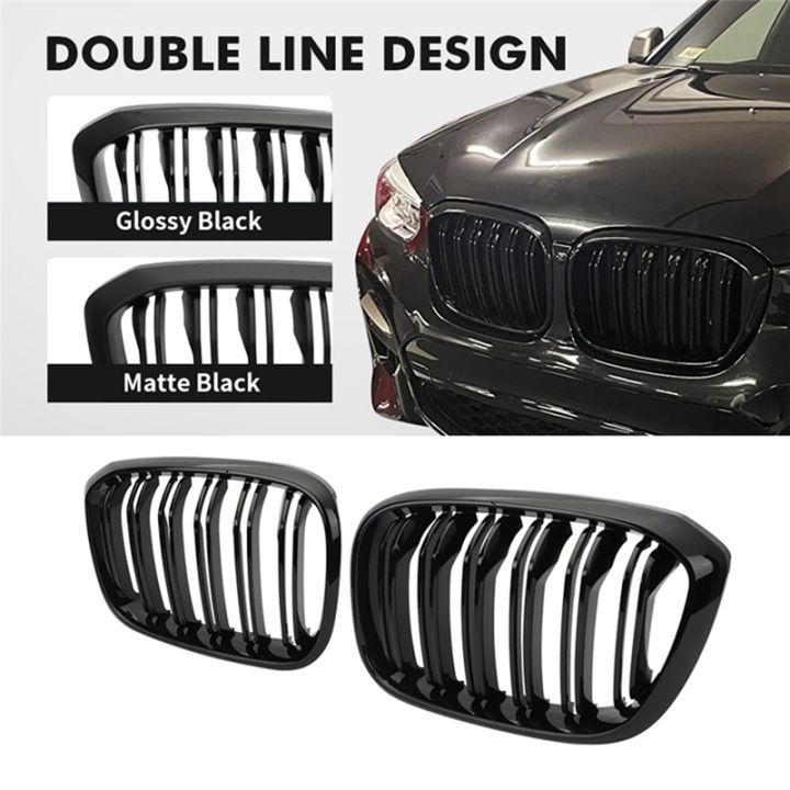 double-slat-grille-kidney-grill-grille-center-grille-intake-grille-car-for-3-4-x3-g01-g08-x4-g02-2018-2021