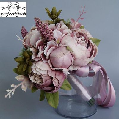 [AYIQ Flower Shop] Perfectlifeoh สง่างามมุกดอกไม้งานแต่งงานมินิเจ้าสาวช่อคริสตัลประกายช่อเจ้าสาวเพื่อนเจ้าสาวช่อดอกไม้งานแต่งงาน