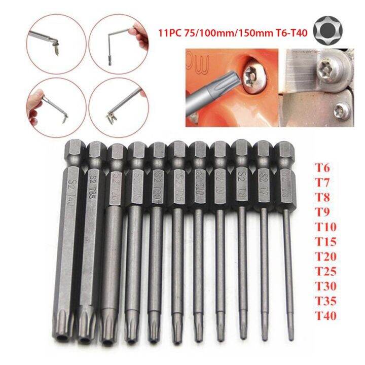 cw-11-12-pcs-tamper-proof-security-magnetic-bit-set-hexagonal-handle-screwing-alloy-torx-screwdriver-bits