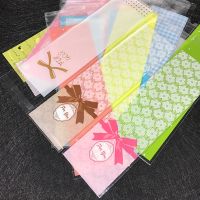 ❇♟✽ 100pcs/lot Plastic Bags 6x18cm 6x20cm Gift Candy Food Self Sealing Bags Lace Bow Cookie Long Strip Packaging Bags