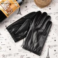 2pcs Men PU Leather Warm Gloves Winter Riding Driving Mittens Anti-Cold Touch Screen Gloves