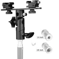 2 Hot Shoe Bracket Universal Hot Shoe Speedlite Umbrella Holder With 14" To 38" Screw Mount Swivel Adapter Light Stand