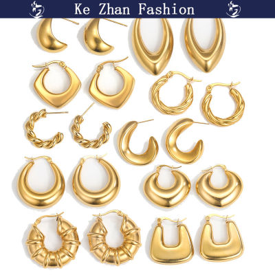 ต่างหูผู้หญิง Ke Zhan ต่างหูรูปตัว C เรขาคณิตสุดสร้างสรรค์ต่างหูทองคำ JewelrKe Zhan สำหรับผู้หญิงหญิงสาว