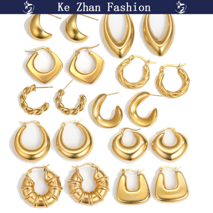 ต่างหูผู้หญิง-ke-zhan-ต่างหูรูปตัว-c-เรขาคณิตสุดสร้างสรรค์ต่างหูทองคำ-jewelrke-zhan-สำหรับผู้หญิงหญิงสาว