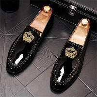 New Luxury Royal Style Men Handmade Embroidery Crow Pattern Exotic Designer Loafers Fashionnd Casual Wedding Dress Shoes