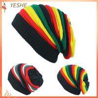 YESHE สีรุ้งรุ้ง หมวกถักนิตติ้ง อบอุ่นและอบอุ่น หนาขึ้น ฝาปิดกอง ของใหม่ เสื้อผ้าแนวสตรีท หมวกป้องกันความเสี่ยง ของผู้ชาย