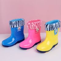 Childrens Rain Boots Boys Girls Water Shoes Primary School Students With Cotton Brushed Warm Baby Rubber