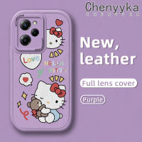 เคส Chenyyka สำหรับ Xiaomi POCO X5 Pro 5G Redmi Note 12 Pro Speed 5G เคสการ์ตูนน่ารัก Hello Kitty ดีไซน์ใหม่นิ่มเคสโทรศัพท์หนังนิ่มกล้องคลุมทั้งหมดป้องกันการกระแทกขอบสีอ่อน