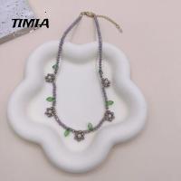 TIMIA ใบใบ สร้อยคอโชกเกอร์ดอกไม้ จี้ห้อยคอ โบฮีเมียน สร้อยคอที่สวยงาม แฟชั่นสำหรับผู้หญิง เกาหลีแบบเกาหลี อุปกรณ์เสริม Y2K สำหรับผู้หญิง