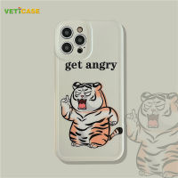 น่ารัก Angry Tiger ฝาครอบเลนส์เคสโทรศัพท์สำหรับ Apple IPhone 13 12 11 Pro X XS Max XR 7 8 Plus Soft TPU ป้องกันปกหลังโทรศัพท์มือถือกรณีสีขาวสีดำสีส้ม