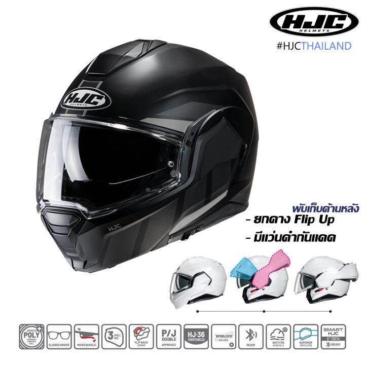 hjc-รุ่น-i100-metal-black-แถมฟรี-แผ่นกันฝ้า-pinlock-เปิดคาง-chinbar-ดีไซน์ใหม่-ยกคางเก็บด้านหลัง-แบบ-180-ํ-ลดการต้านลมขณะขับขี่แบบยกคาง-advanced