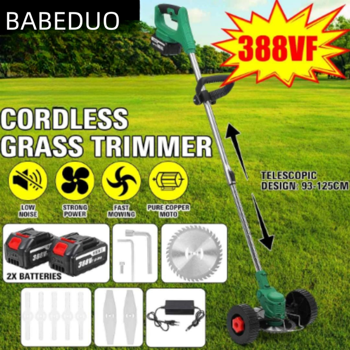 Cordless Grass Cutter 388V Electric Lawn Mower Grass Trimmer Garden