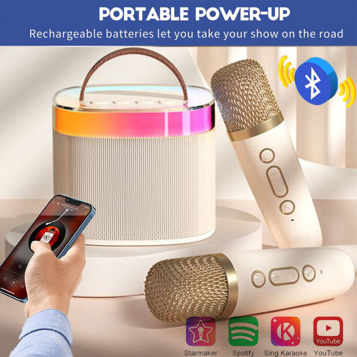 Portable Mini Bluetooth Speaker Wireless Dual Microphone Karaoke ...